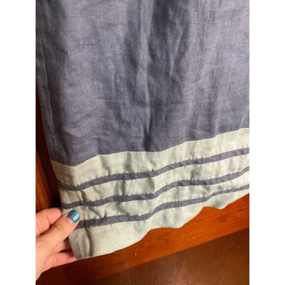 Blue Gray Linen Boden Retro Dress 8 - Picture 5 of 8